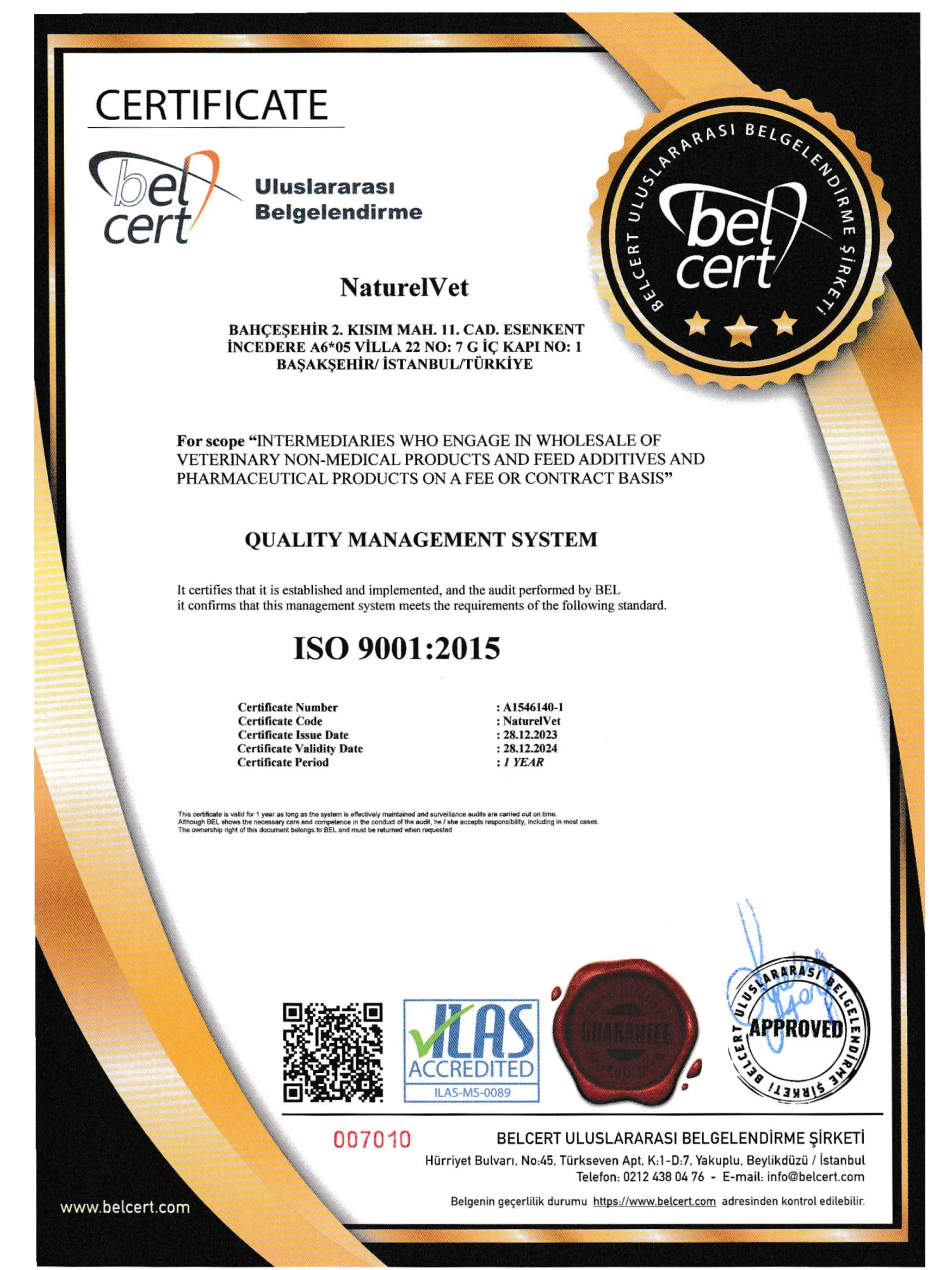 Certificate ISO 9001:2015