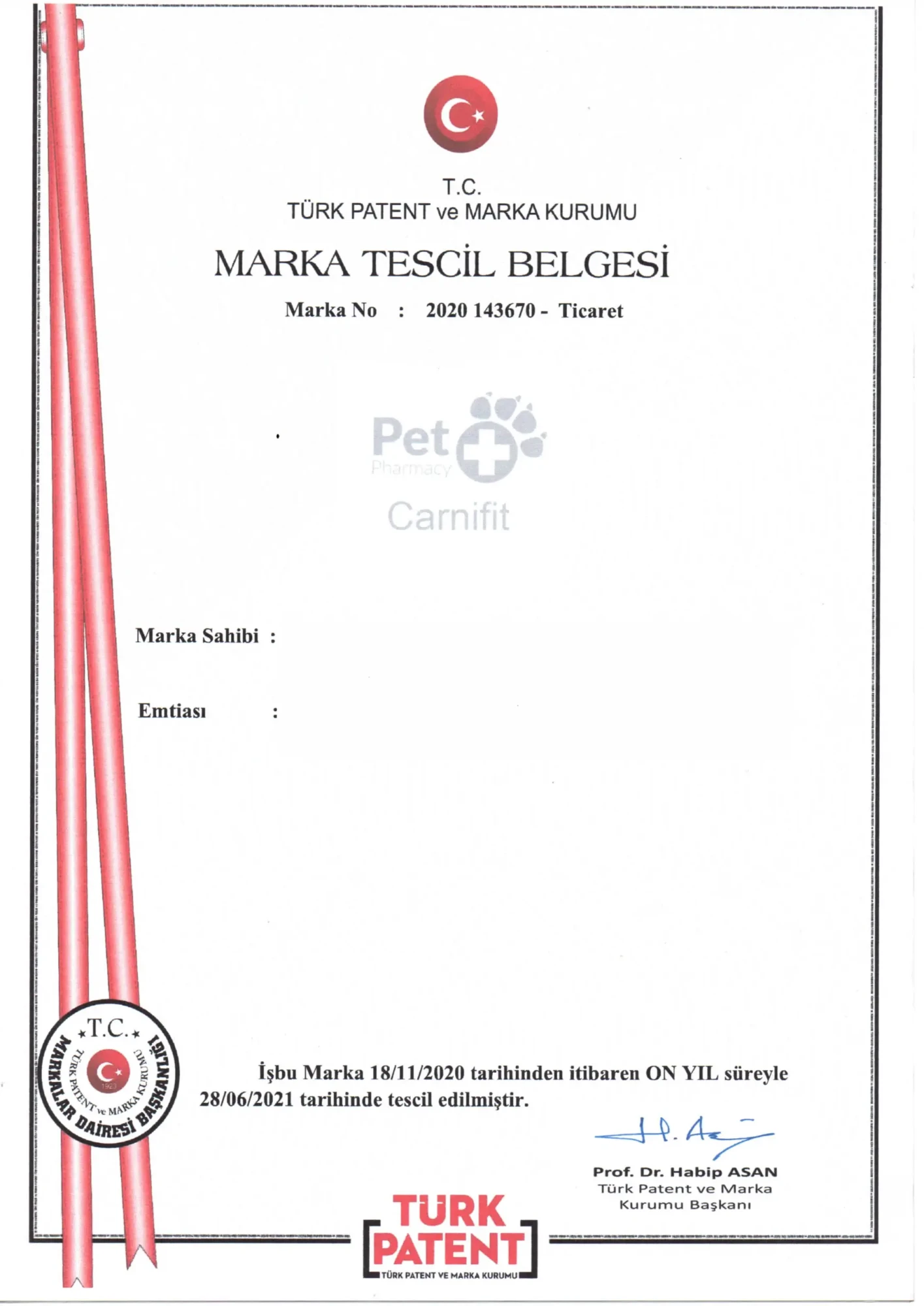 Marka Tescil Belgesi
